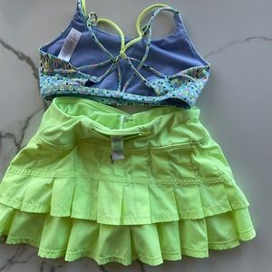 Ivivva by Lululemon Set the Pace tennis skirt + sport bra, 10, *EXCELLENT* cond.